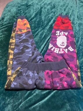 Bape Multicolor Camo Panel Jogger Pants